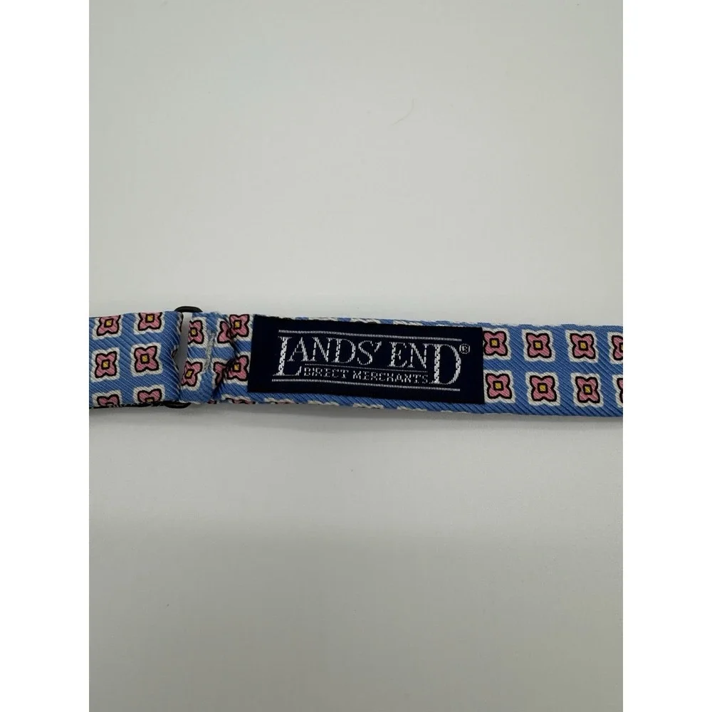 Land's End Liberty Merchants Bow Tie Blue Pink Floral Self Tie Adjustable Silk